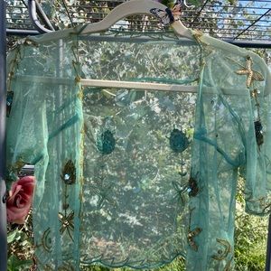 Fairycore costume piece sheer beaded shrug shawl